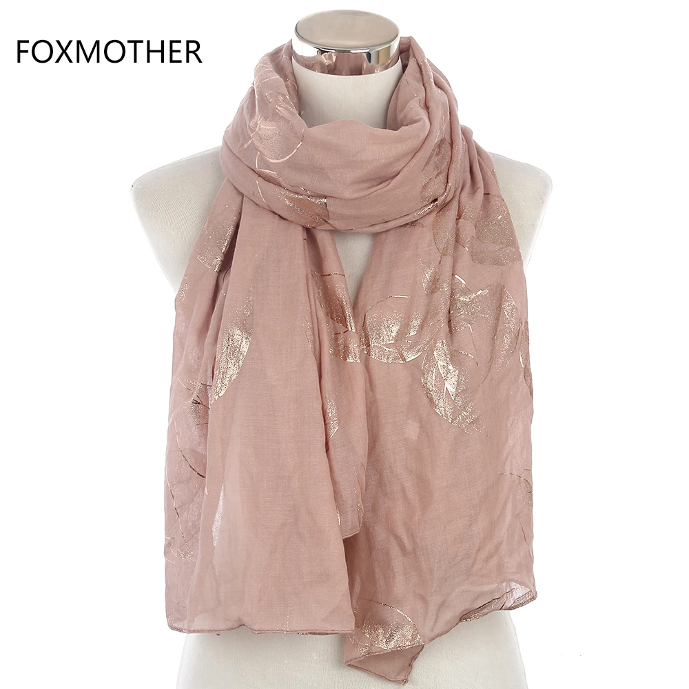 Женский платок FOXMOTHER модный розовый из фольги с листьями | Аксессуары для одежды