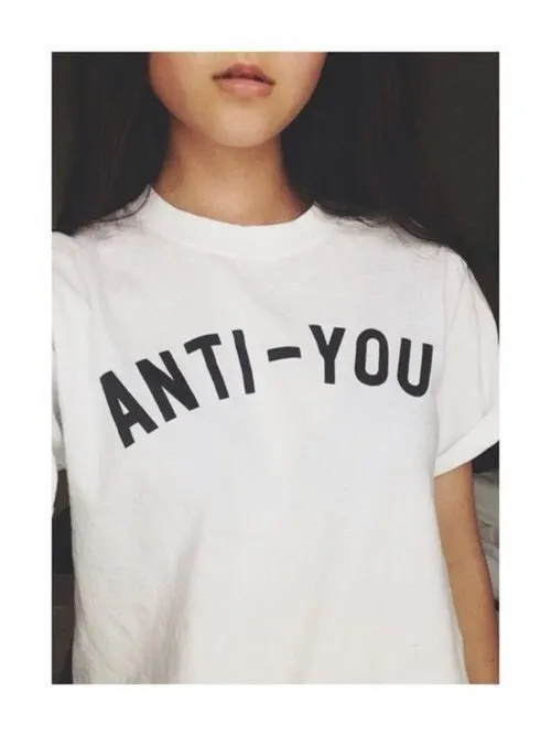 

Новое поступление "анти-YOU" для женщин модная футболка Повседневная хлопковая одежда высокого качества, футболки топы для девочек, футболки,...