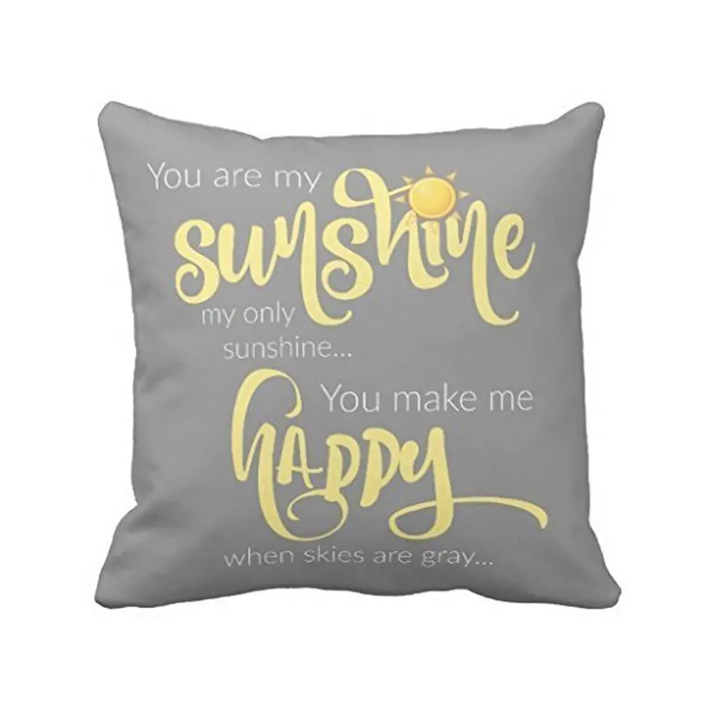 18x18 дюймов You Are My Sunshine Желтый на сером с шевроном мягкий хлопок полиэстер