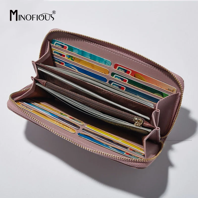 Кошелек MINOFIOUS Женский длинный из искусственной кожи|Женские кошельки| |