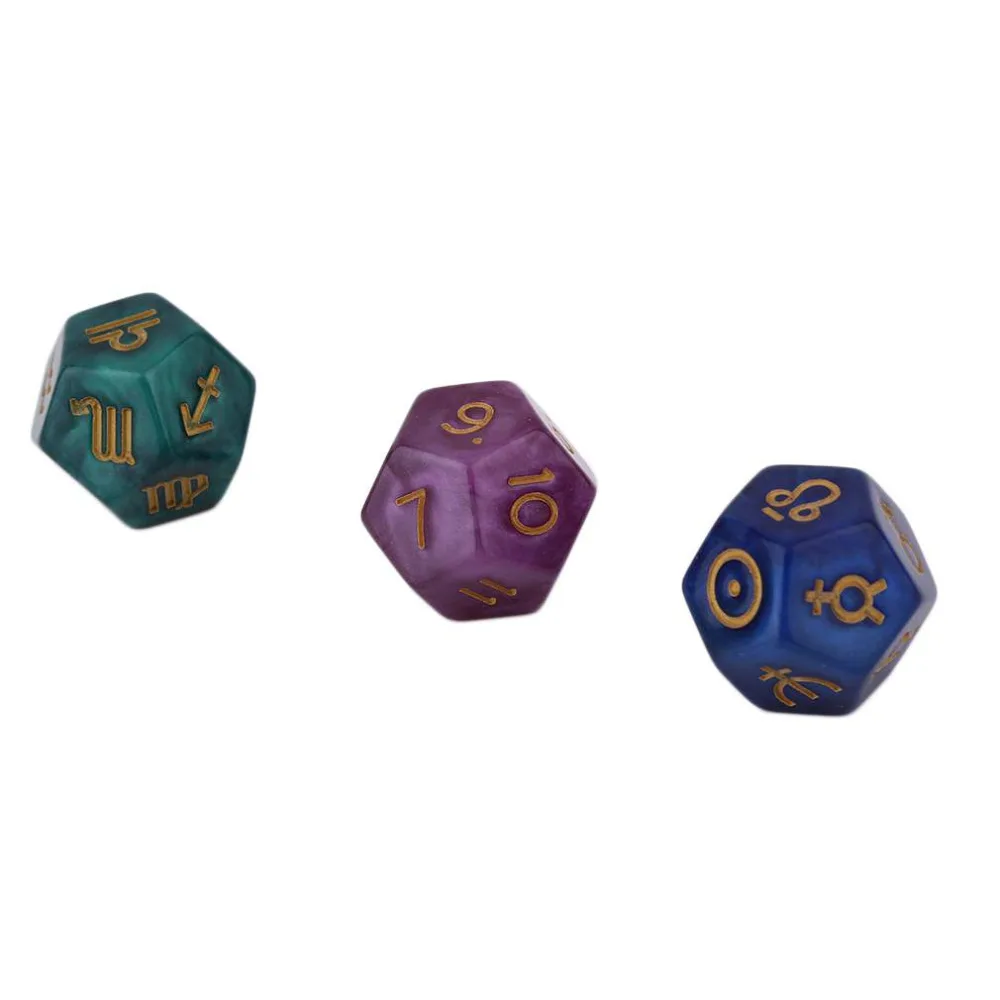 Hot! 3 pcs 9 Polyhedral Dice Astrological Creative Set Multi-Faceted Acrylic for EZ Constellation Games New Sale | Игрушки и хобби