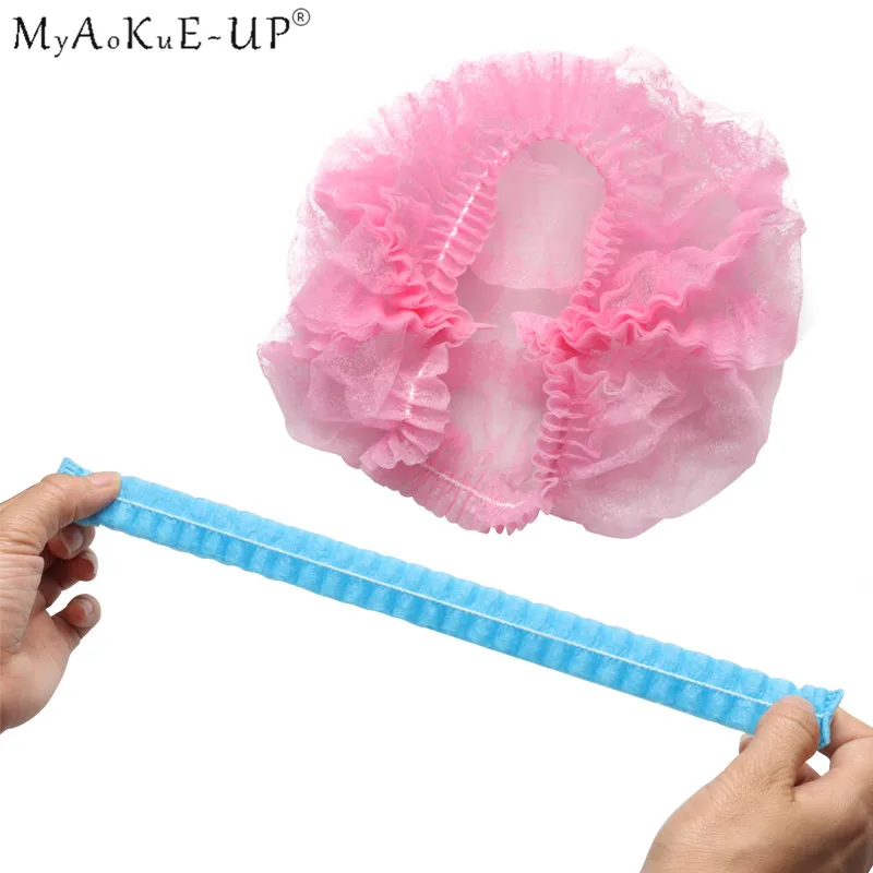 pink 100 шт./лот, одноразовая шапочка для душа, 5 цветов,, для салона, дома, эластичная шапочка для наращивания ресниц, Прививка ресниц, инструмент для макияжа, красота - Цвет: pink