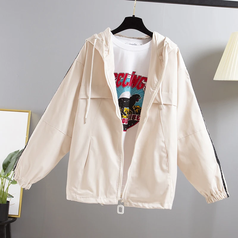 Корейская черная ветровка с капюшоном для женщин Chaqueta Mujer дамское пальто весна