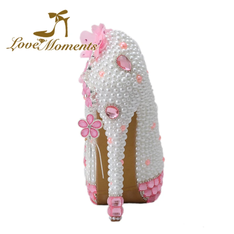 Обувь Love Moments женские розовые свадебные туфли на высоком каблуке украшенные
