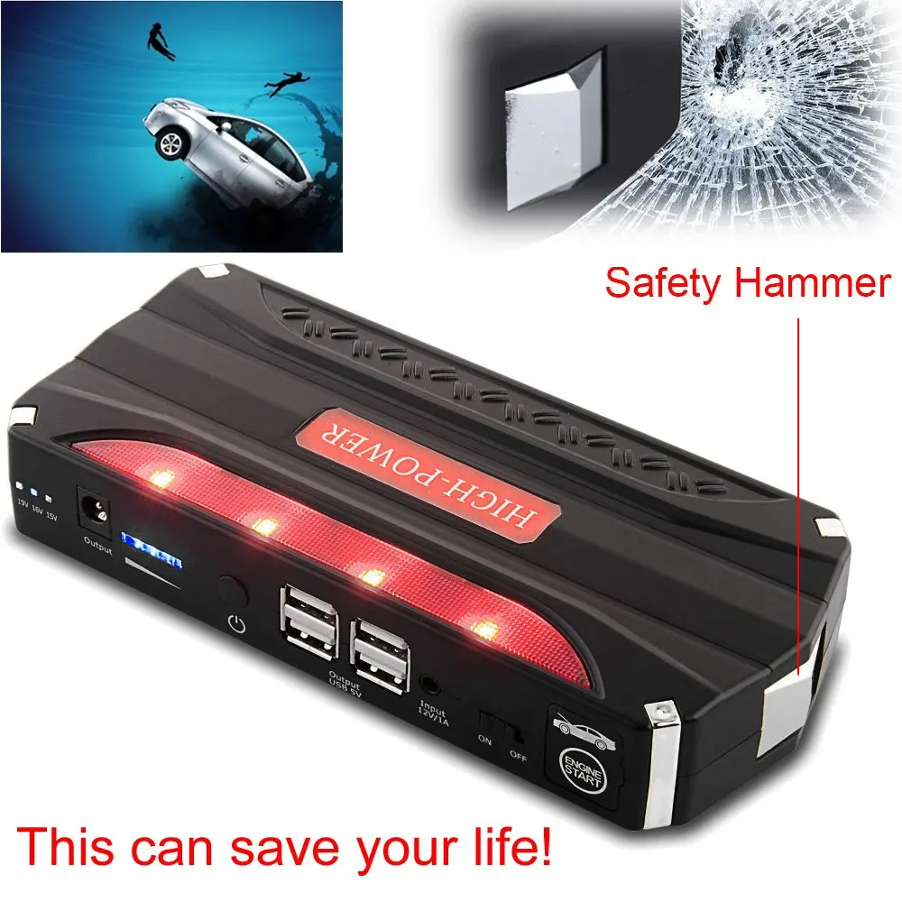 Многофункциональный 68800mAH 12V 4 USB портативный мини-автомобильный пусковой Аккумулятор для аварийного запуска аккумуляторной батареи