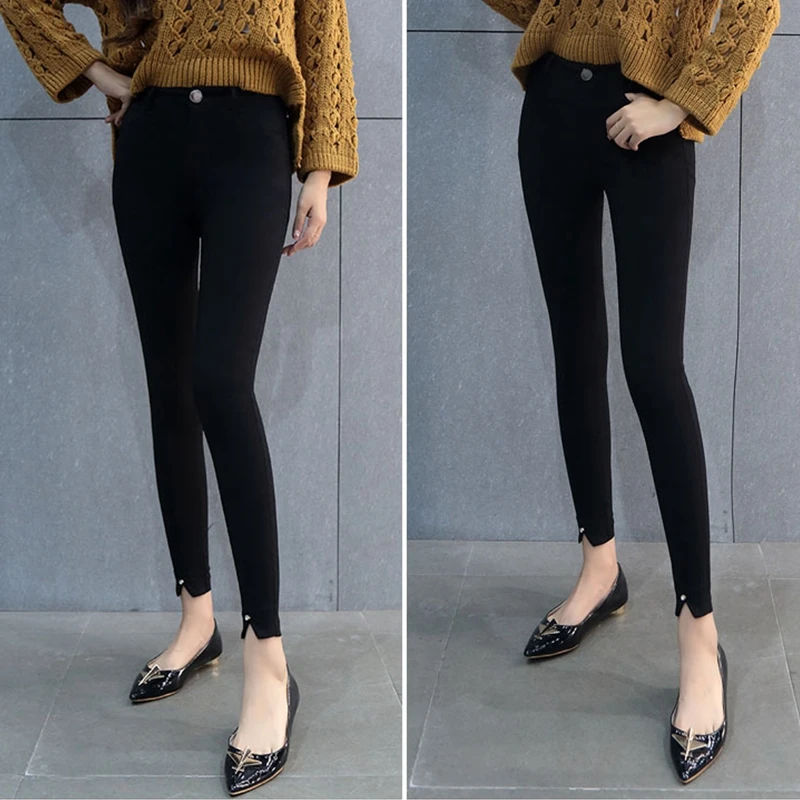 PADAUNGY High Waist Pencil Pants Slim Fit Trousers Ankle Length Jeggings Autumn Winter Pantalon Femme Skinny Plus Size Jegging | Женская