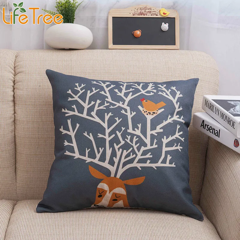 Рождественский Подарочный чехол для подушки LifeTree 45x45 см домашний декоративный