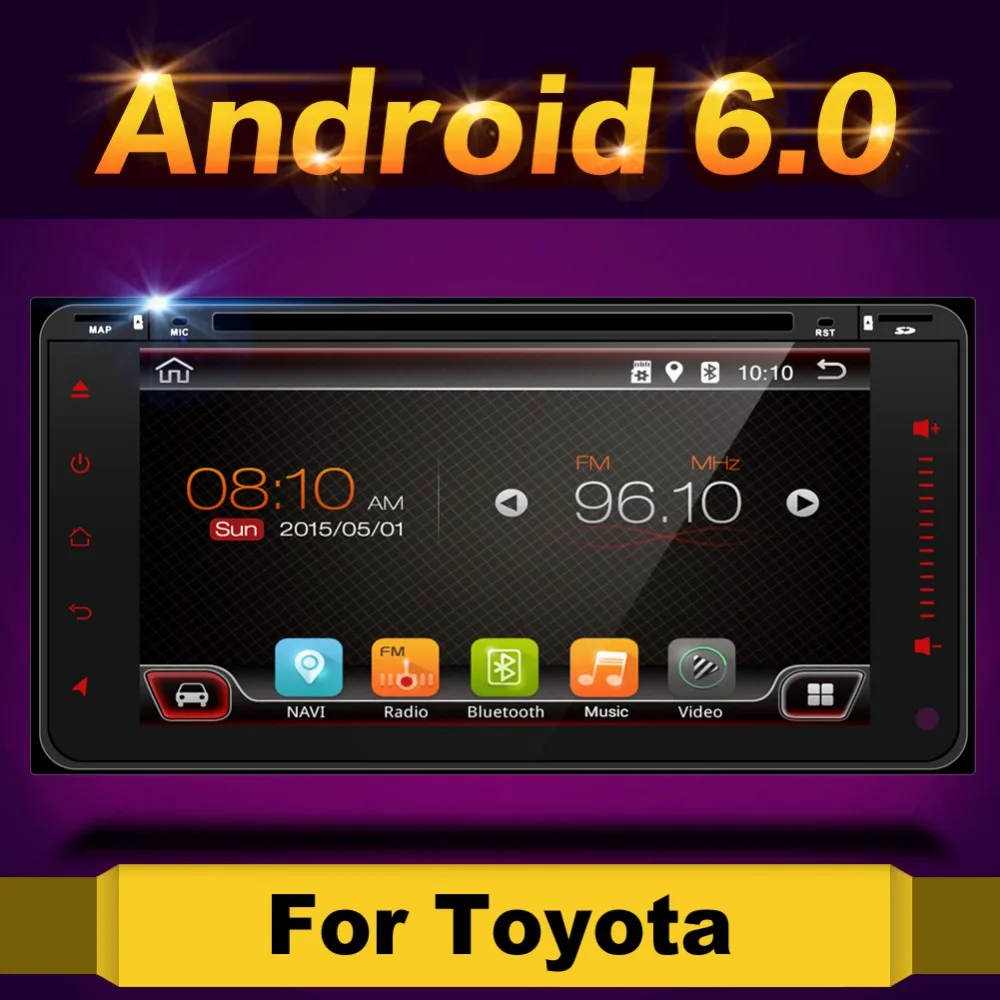 Android 6.0 4 ядра 1 г Оперативная память dvd плеер автомобиля для Toyota Hilux Vios старый Camry Prado