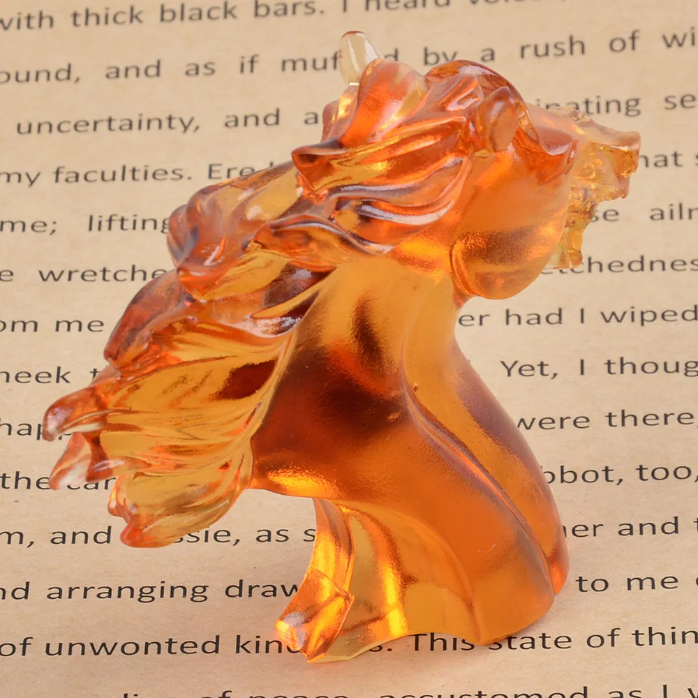 Китайская Янтарная голова лошади фэн шуй Liuli искусство и коллекционный подарок