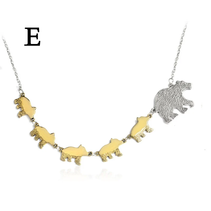 Золото серебро мама медведь и Cub животное любовь яростно защитный Шарм ожерелье