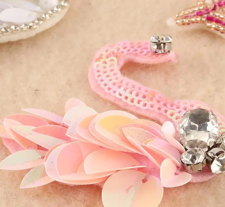 1 шт. Новые блестящие меховые нашивки в виде фламинго одежда для шитья на джинсах