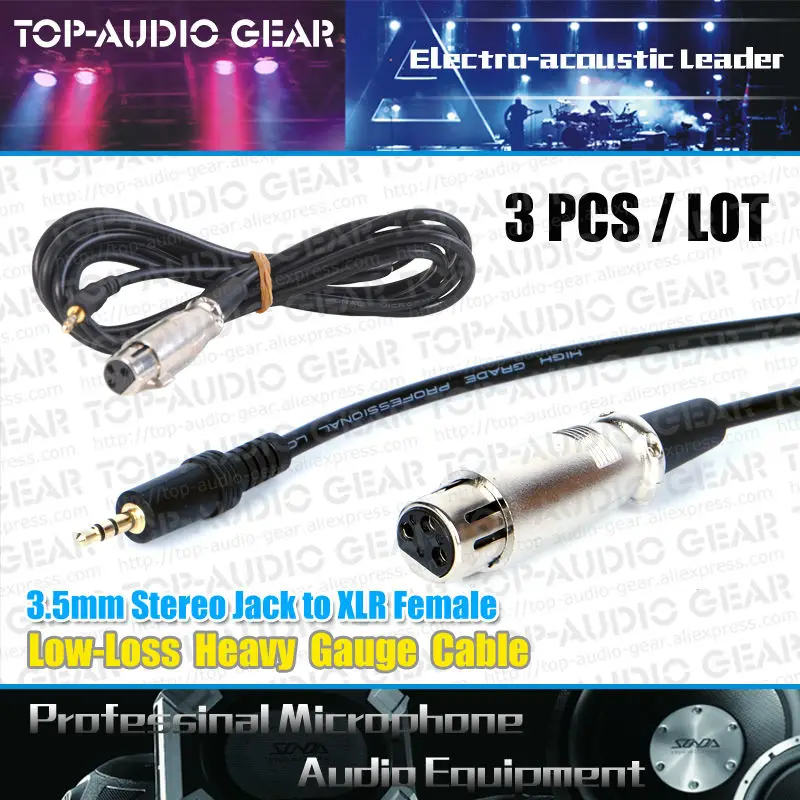 Высокое качество 3 шт./лот 11 футов кабель для микрофона XLR Female to 1/8 &quot 5 мм штекер
