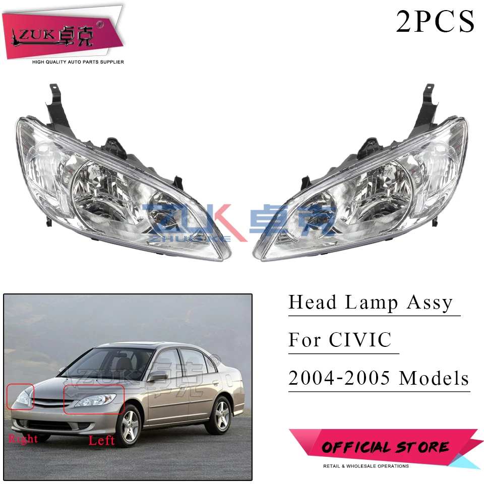 ZUK 2 шт. для HONDA Для CIVIC 2004 2005 ES5 ES8 передняя фара Головной Свет фара в сборе левый и правый