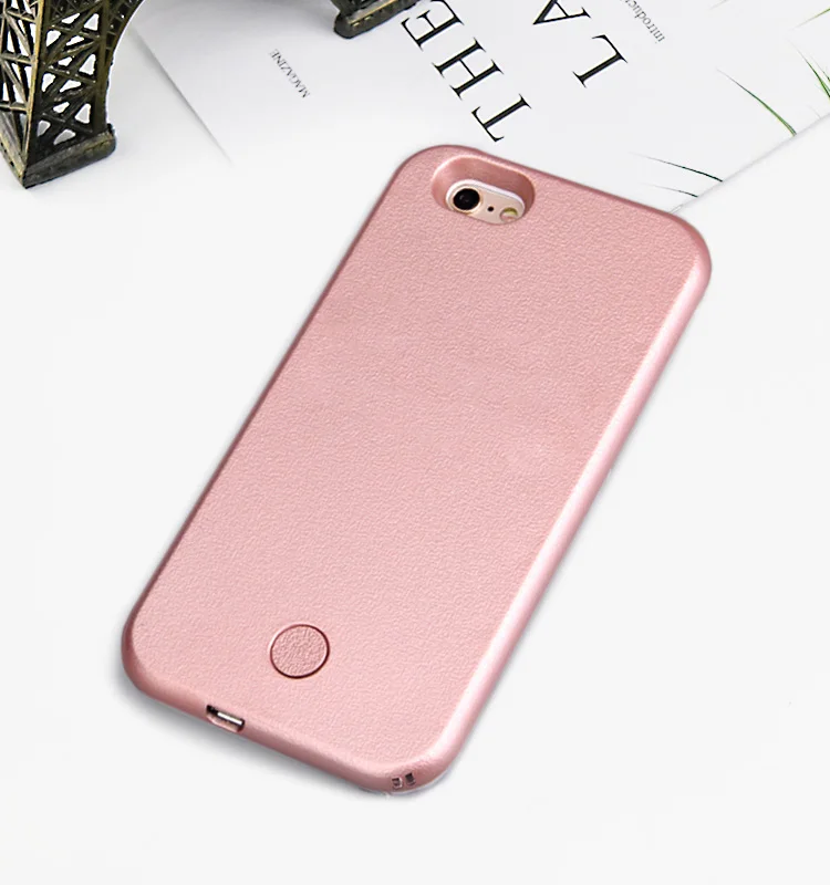 Роскошный светящийся чехол для телефона для iPhone 6, 6s, 7, 8 Plus, X, идеальный селфи светильник, светящийся чехол, чехол для iPhone 5 5S se, сумка для телефона - Цвет: Rose Gold