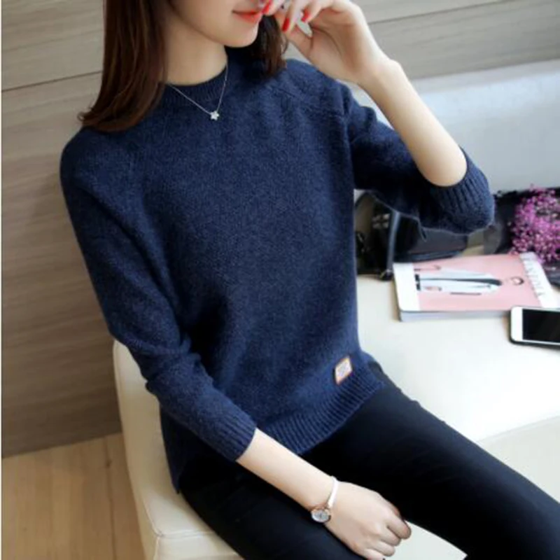 

Sweater female Korean version of the loose autumn and winter models wild short paragraph bottoming shirt long-sleeve knit tide