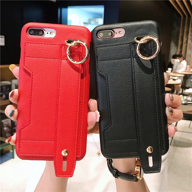 Модный 3D кожаный чехол с ремешком на запястье для телефона iPhone 12 11 Pro X XS Max XR 7 8 6 6s