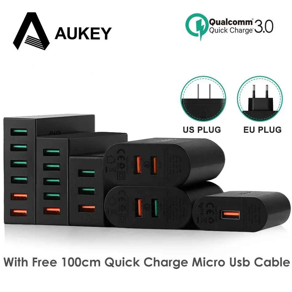 AUKEY Quick Charge 3 0 Мобильный телефон Зарядное устройство USB Wall быстрой зарядки для iPhone X