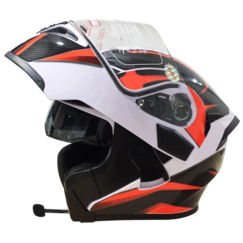 GXT moto rcycle защитные шестерни шлемы ECE dot Для водонепроницаемого bluetooth шлема шлем мото промытый внутренний флип-ап Мото шлем - Цвет: White orange BT
