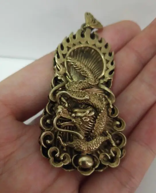 

China pure brass Dragon small pendant 7 cm