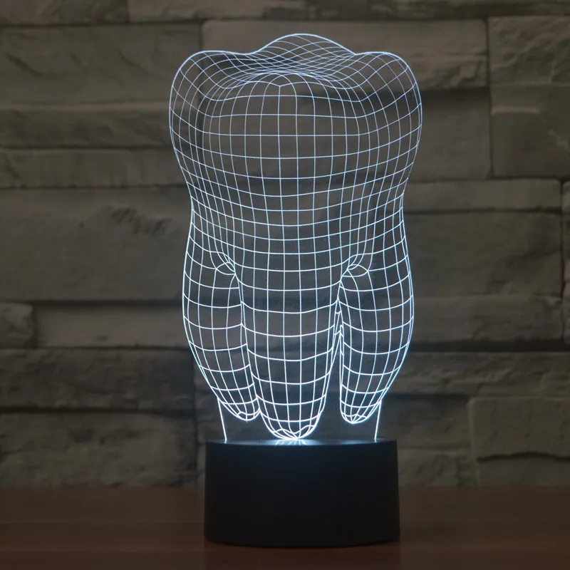 Wenhsin Зубы Форма Красочный 3D свет LED градиент ночник Иллюзия визуальный стерео USB
