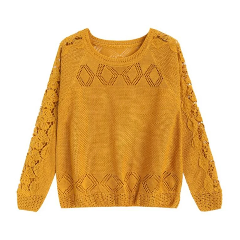 Women long-sleeve thin sweater openwork 2018 spring and summer female knitted tops teenager girl fashion Korean style pullover | Женская