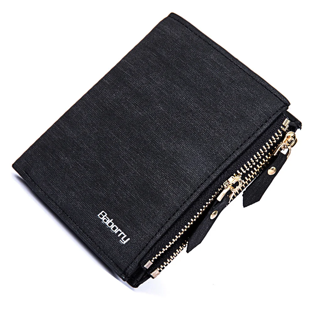 Короткий кошелек с защитой от кражи RFID мужской на молнии из искусственной кожи