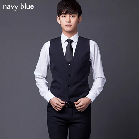navy blue Мужские Формальные приталенные костюмные жилеты, мужские блейзеры, жилеты, 11 цветов, серый, черный, размеры S-3XL, Классические свадебные жилеты, мужская одежда - Цвет: navy blue
