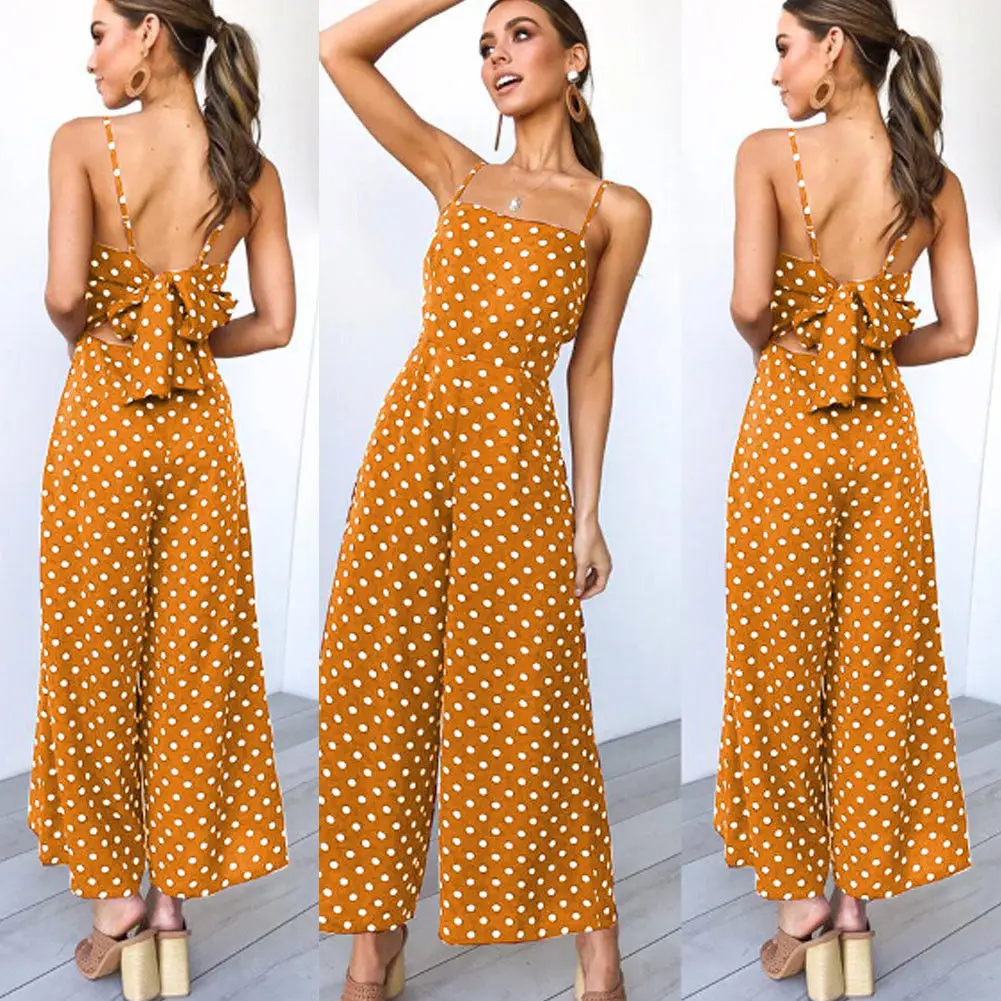 

Plus Size Womens Spot Floral Holiday Long Playsuits Dress Trousers Jumpsuit UK