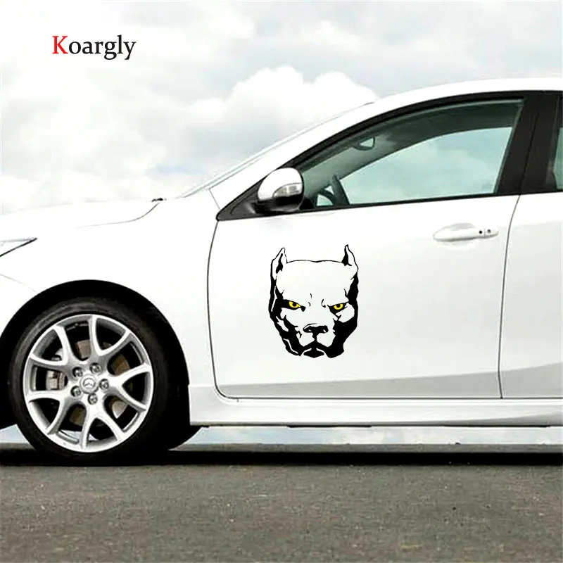 Koargly 18*22 см 30*37 желтый глаза собаки питбуль стекол автомобиля наклейки авто