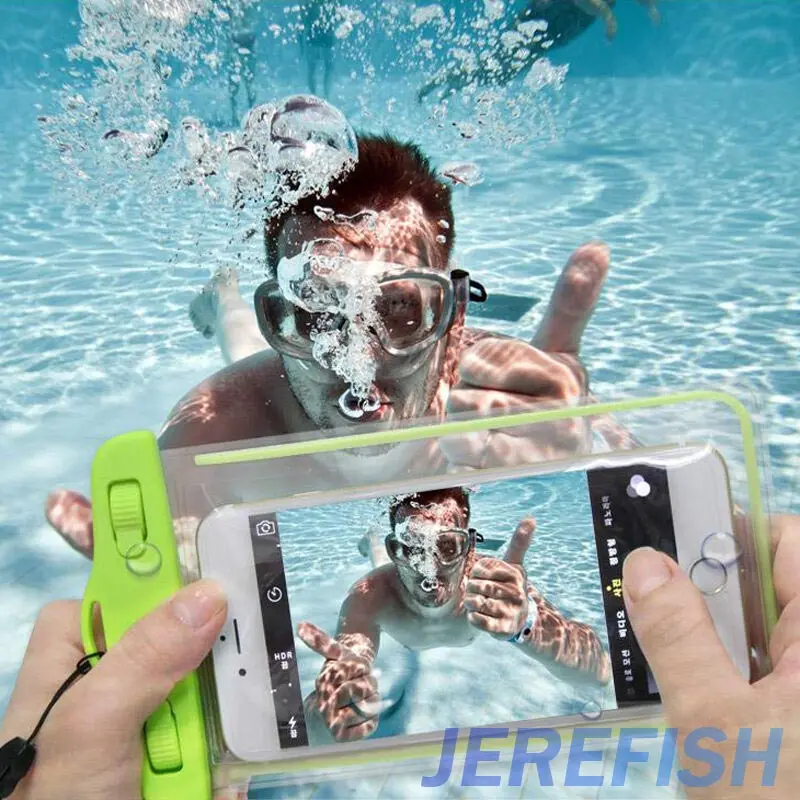 JEREFISH водонепроницаемая сумка светящийся ночной подводный чехол для iPhone Samsung Galaxy