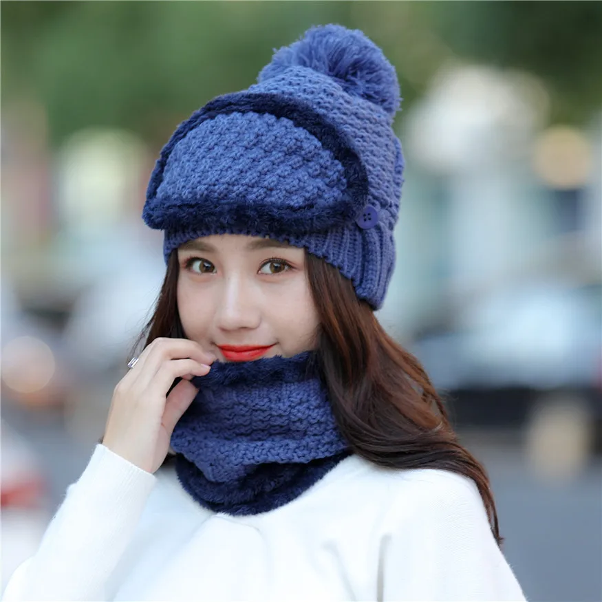 

Balaclava Women's Knitted Hat Scarf Caps Neck Warmer Winter Hats For Men Women Skullies Beanies Warm Cotton Cap 7 Colors