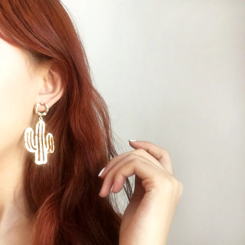 Timeless Wonder cutout cactus column stud statement Earrings Party gown punk Gift Bijoux runway top new creative ins pop 3294 | Украшения и
