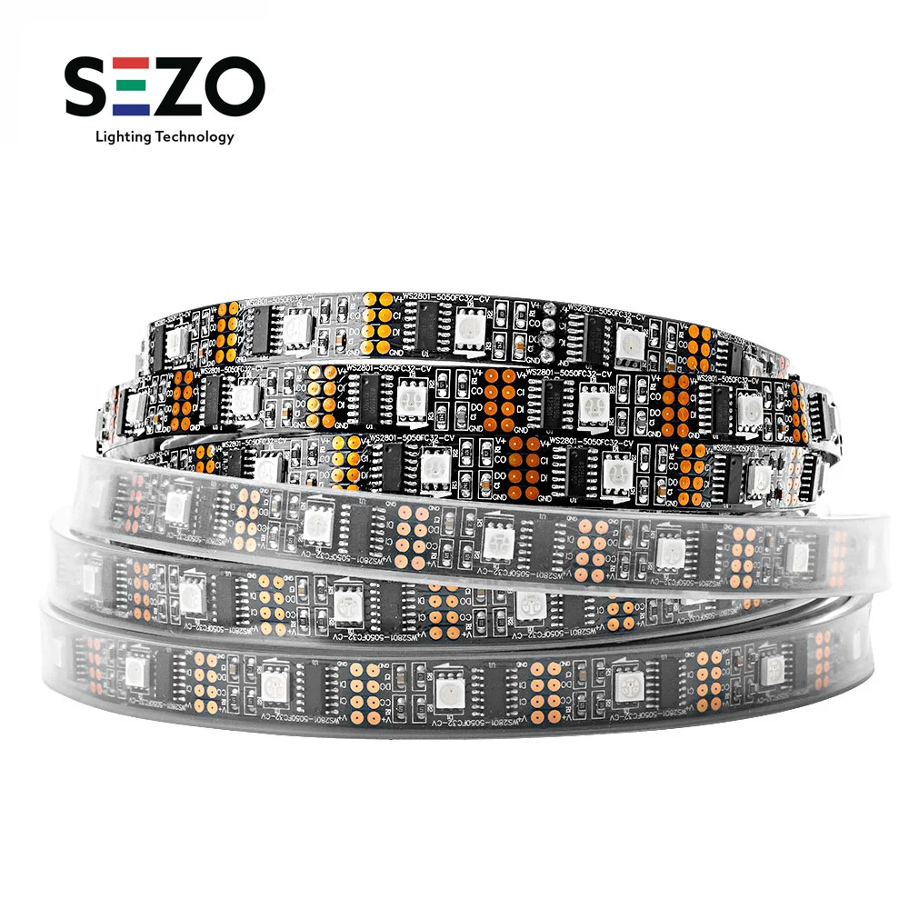 WS2801 5 в постоянного тока 1 м/2 м/3 м/4 м/5 м 32 светодиода с чипом s/m 2801 Светодиодная