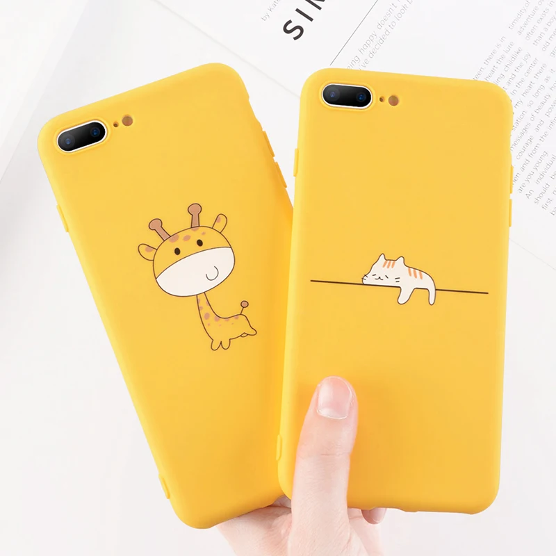 Zagter yellow candy Cover For iPhone 6 7 8 Plus X XR XS Max Cartoon Cat Phone Case 11pro Soft Back |