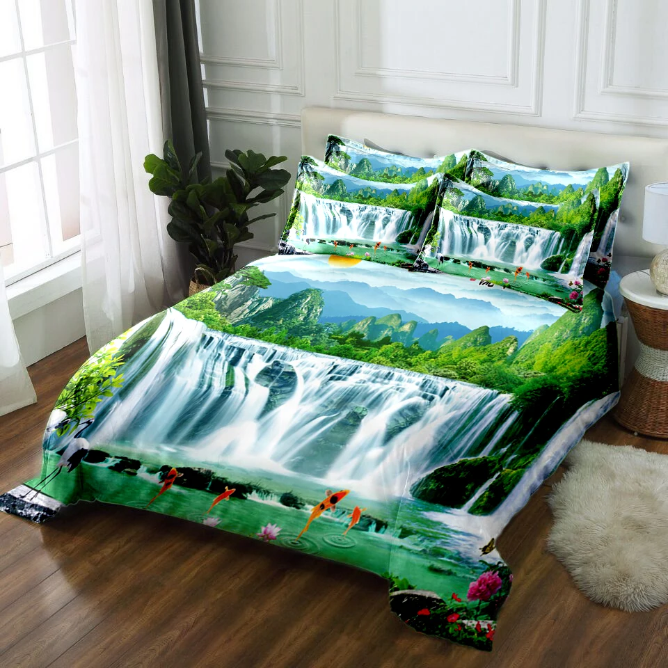 

waterfall 3D Bedding Set Twin Queen bedset California Bed Sheet Linen Single Double Bed set Duvet Cover Pillowcase king size