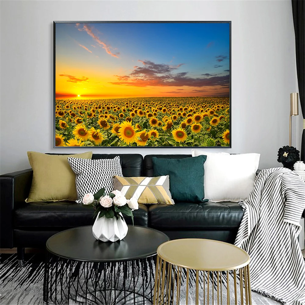 Холст Искусство подсолнухи украшение для гостиной Дейзи Подсолнух закат плакат