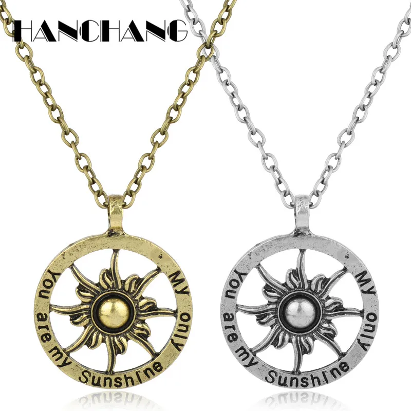 Vintage accessories romantic Lover Necklace &quotyou are my only sunshine &quot letter necklace Women men Chain choker Collier collar |