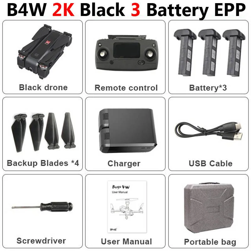 Black 3 Battery EPP MJX B4W профессиональный 5G gps Дрон с камерой 2K HD WiFi FPV Бесщеточный анти-встряхивание 1,6 км RC Квадрокоптер Вертолет игрушки SG906 F11 - Цвет: Black 3 Battery EPP