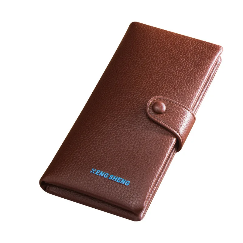 

New Genuine Leather Men's Long Wallets Soft Pattern Ancient European Hasp 2 Folds Tide Large Capacity Credit Card Holder Wallet