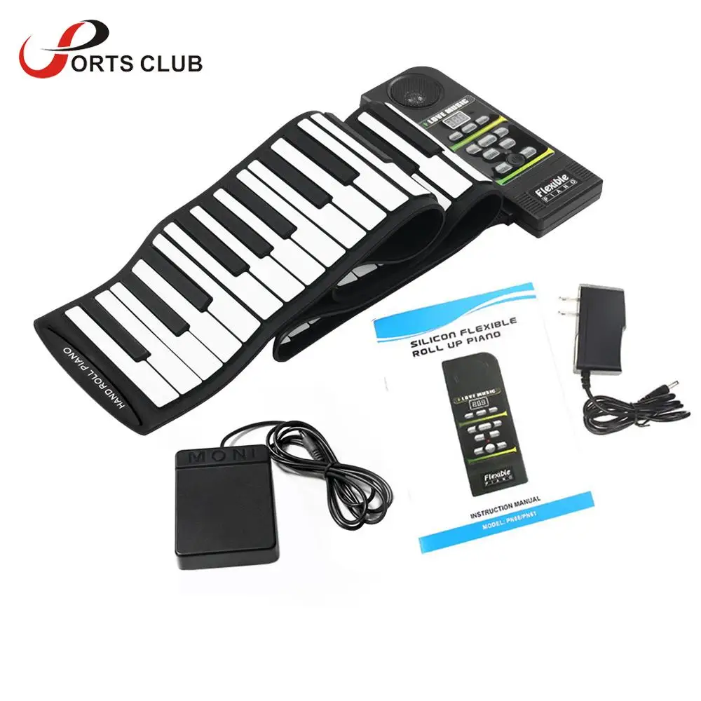 88 клавишная электронная фортепианная клавиатура силиконовая Гибкая свернутая