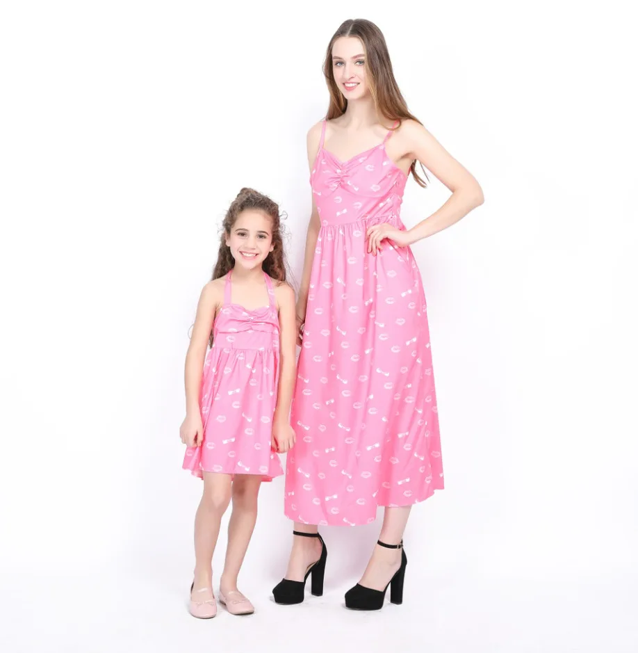 Мамы и дочки Ropa Mama E Hija большие размеры летние платья для мамы с бантом платье