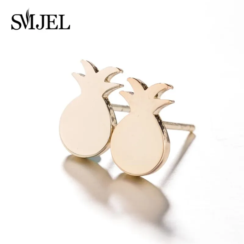 SMJEL Tropic Pineapple Earrings Men Jewelry Simple Trendy Fruit Stud Earring Pendant Studs Ear Accessories | Украшения и
