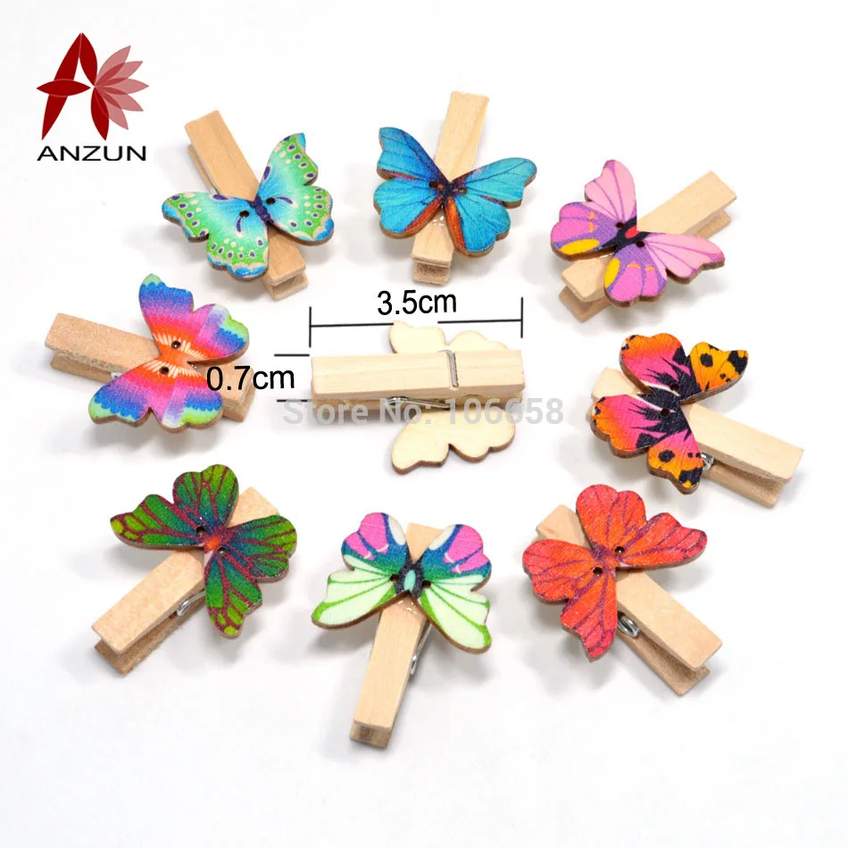 Mixed butterfly pegs 10 шт. 7x35 мм натуральные деревянные зажимы с очаровательными лошадьми для держатели для фото бумаги прищепка ремесло открытка фото настенные деревянные прищепки - Цвет: Mixed butterfly pegs