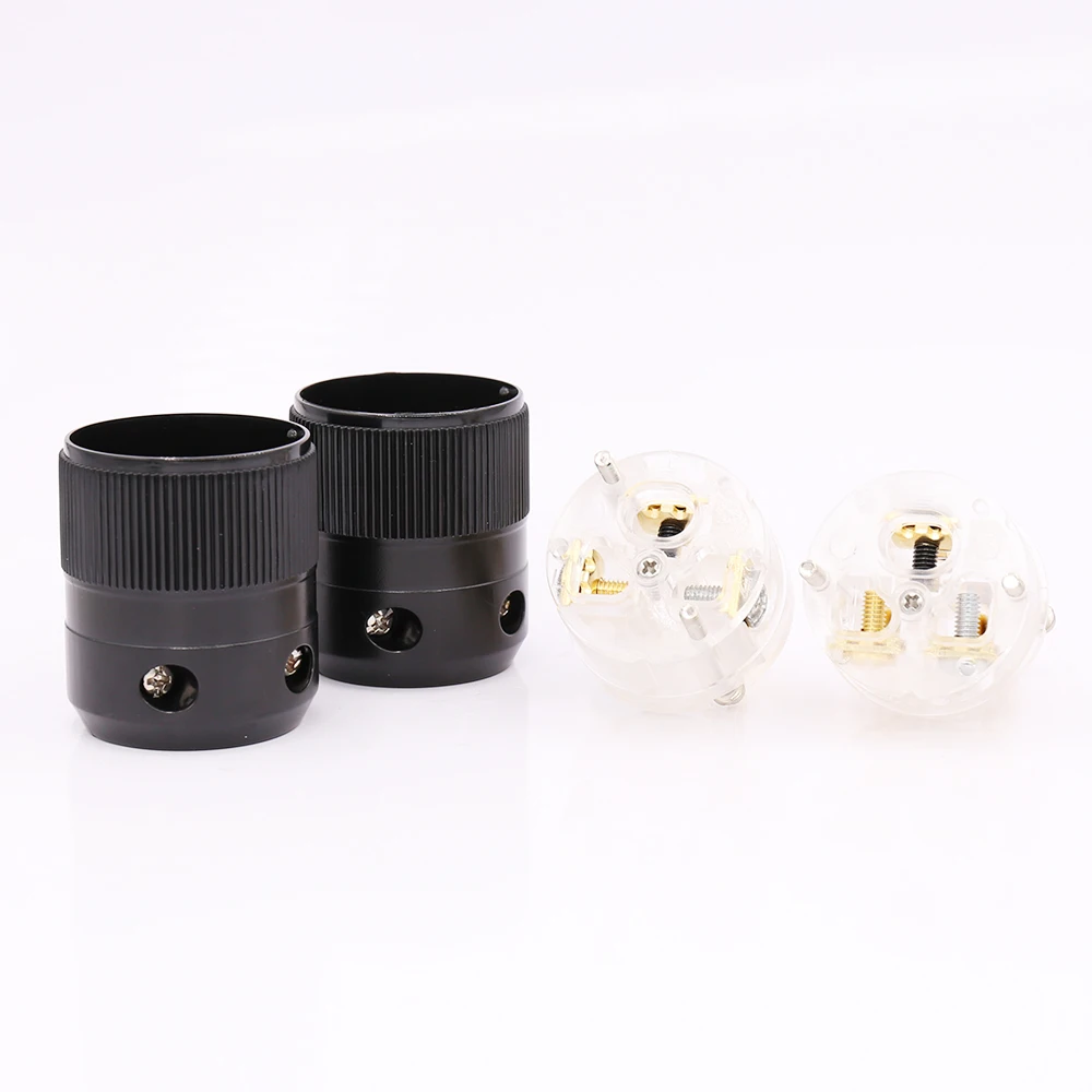 Одна пара позолоченный прозрачный США AC Разъем питания hifi IEC Женский DIY кабель