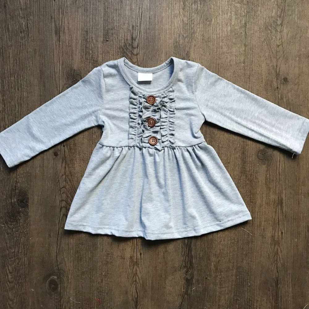 Spring/Winter baby girls children clothes cotton long sleeve dress multy solid color ruffle mustard pink boutique outfits | Детская