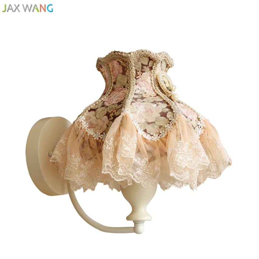 Lace Fabric Led Wall Lamp Princess Lights for Children Room Girl Bedroom Bedside Lamps Home Lighting Wedding Fixtures Decor | Лампы и