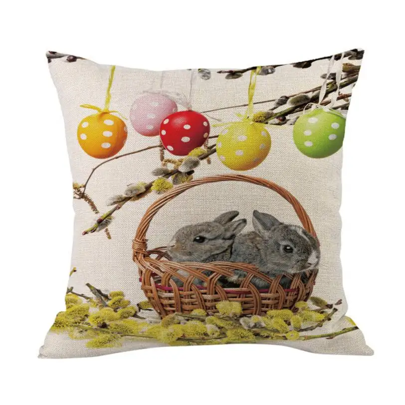 cushion cover I Пасхальный хлопковый квадратный Чехол на подушку, пасхальное яйцо, кролик, Наволочка на талию, наволочка 45x45 см, домашний декор 2O0126 - Цвет: cushion cover I