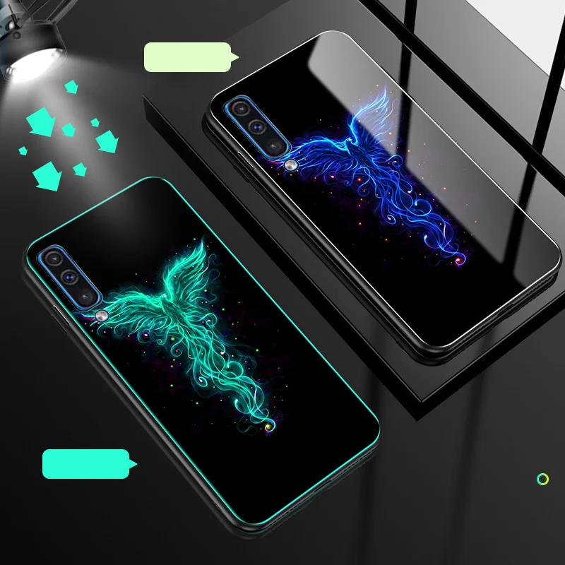 style 01 Для samsung Galaxy A50 A30 чехол Роскошный светящийся жесткий закаленное стекло защитный чехол на заднюю панель для samsung a30 a50 - Цвет: style 01