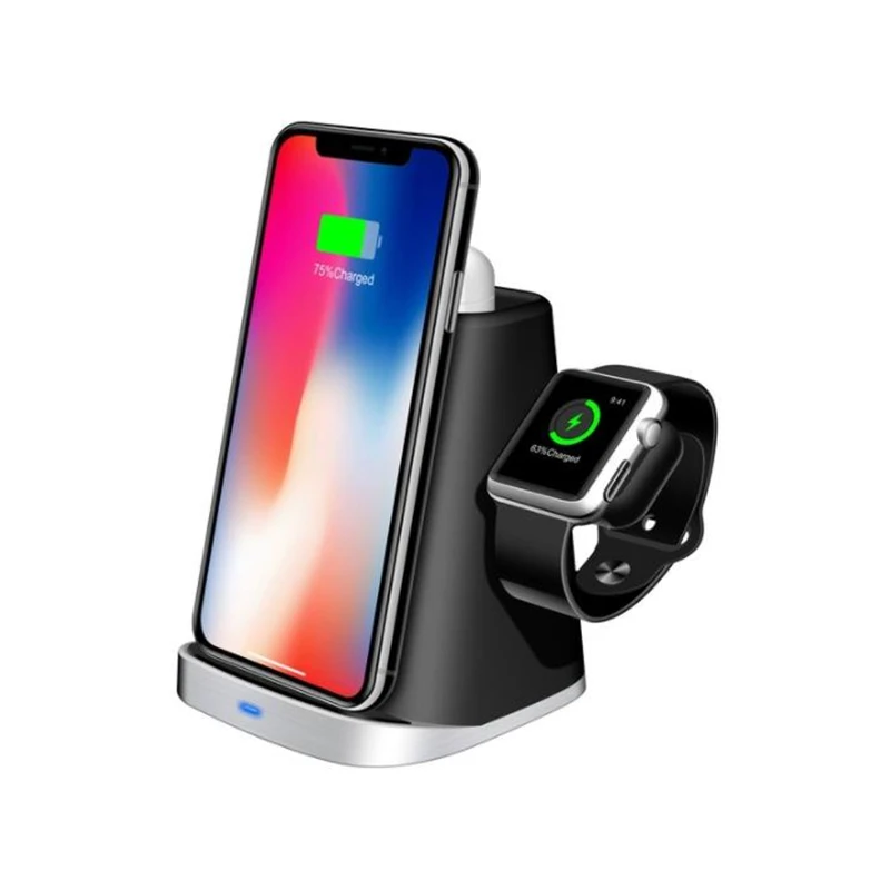 

Беспроводное зарядное устройство, подставка для телефона для Iphone, часов, Airpods, зарядное устройство, док-станция, держатель для планшета Qi, бы...