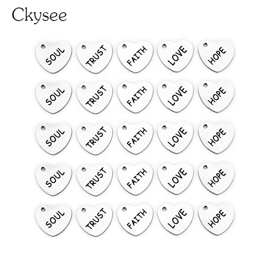 Подвеска для ожерелья Ckysee 5 шт./лот серебристого цвета с надписью Faith Hope Love из